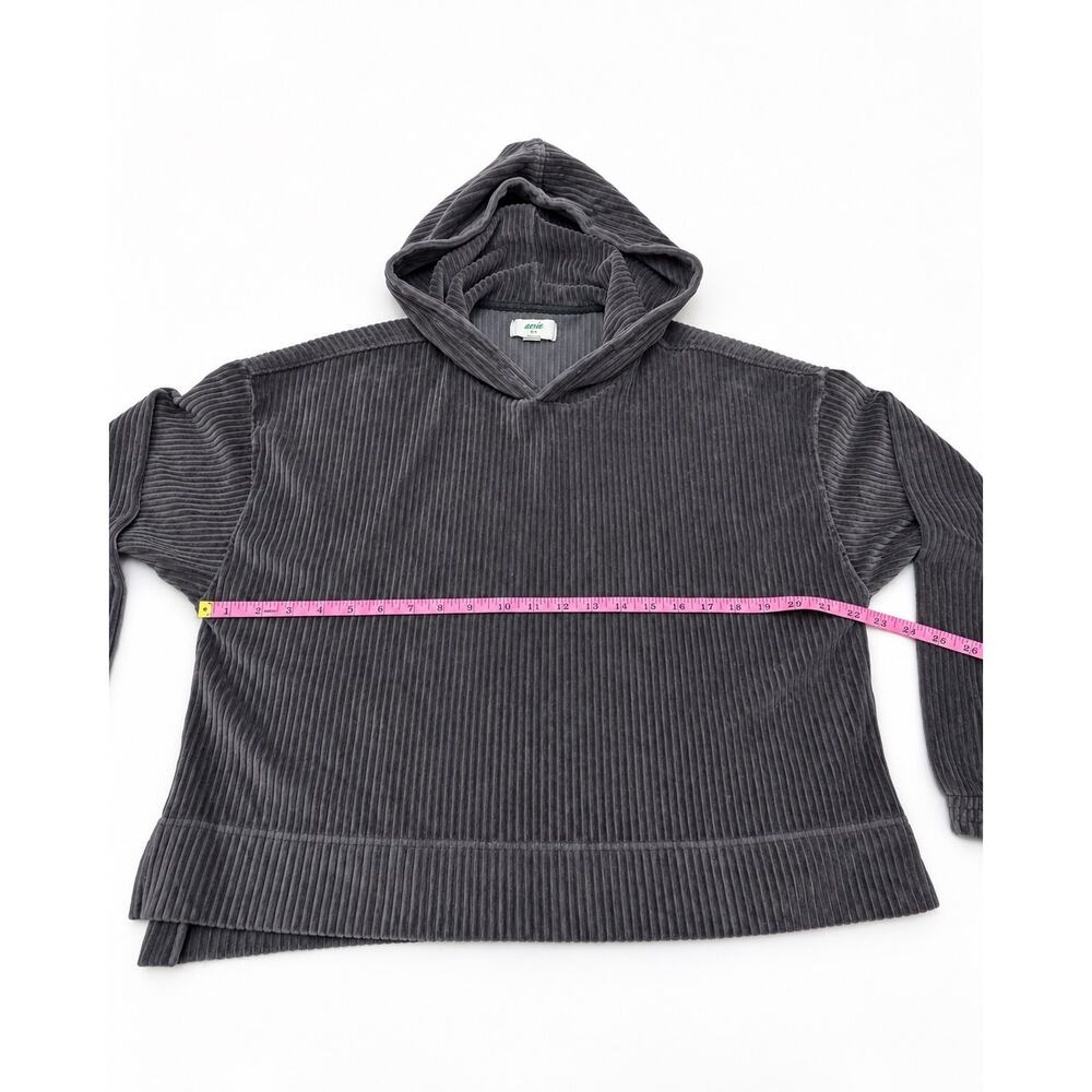 Aerie Y2K Velour Hoodie Small Charcoal Ribbed Oversized Cozy Lounge - Picture 9 of 9